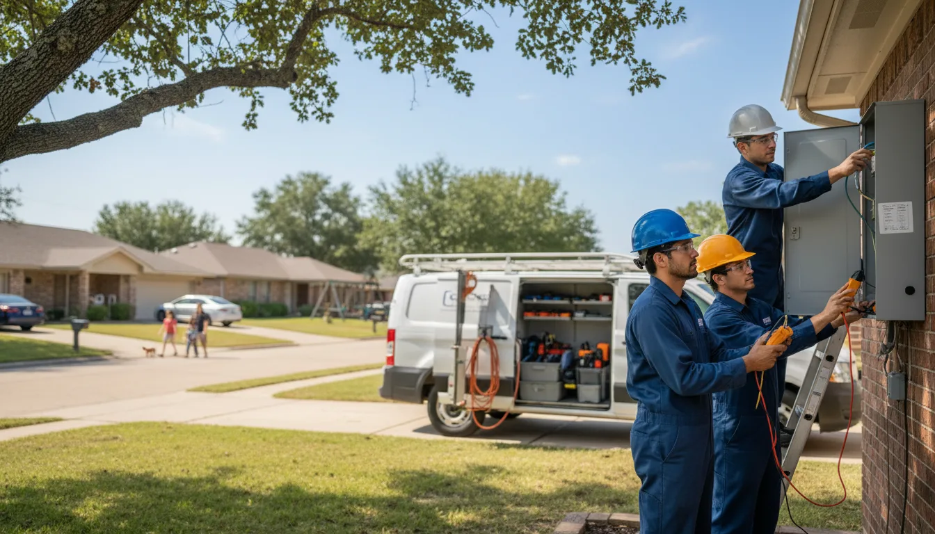 Certified electrician providing emergency electrical services in Novice, TX